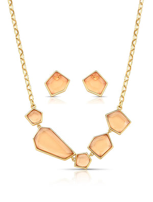 Conjunto Meio Formas Geométricas Banho Ouro 18k Cristal