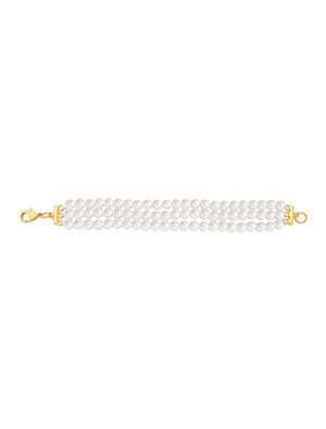 Pulseira Três Voltas Pérola Banho Ouro 18k Pérola Shell