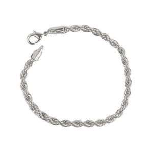 Pulseira Cordão Baiano 4MM Banho Ródio