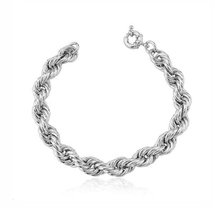 Pulseira Cordão Baiano Liso Grosso Banho Ródio