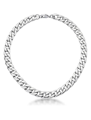 Colar Choker Elos Gomos Lisos Banho Ródio