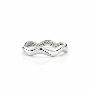 Pulseira Bracelete Ondulado Liso Banho Ródio