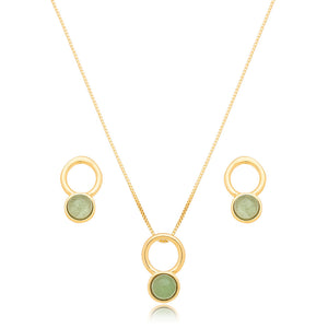 Conjunto Base Círculo Vazado Banho Ouro 18K