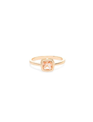 Anel Quadrado Banho Ouro 18K Cristal