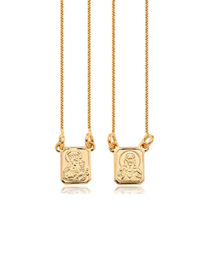 Colar Escapulário Nossa Senhora Liso Banho Ouro 18K