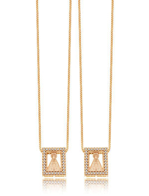 Colar Escapulário Nossa Senhora Cravejado Banho Ouro 18K