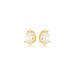 Brinco Gota Pequeno Banho Ouro 18K Zircônia
