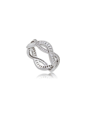 Anel Infinito Baguetes 1.1MM Prata 925 Moissanite