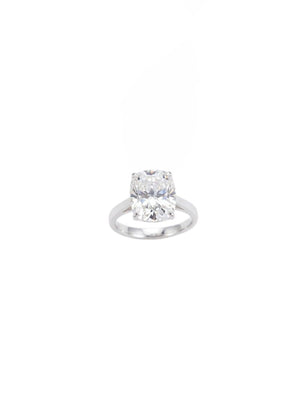 Anel Oval Liso 9.11MM Prata 925 Moissanite