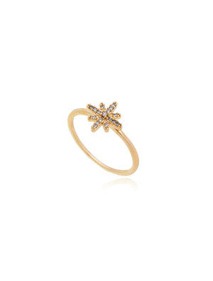 Anel Estrela Cravejada Banho Ouro 18k Zircônia