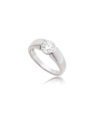 Anel Delicado 6.5mm Prata 925 Moissanite