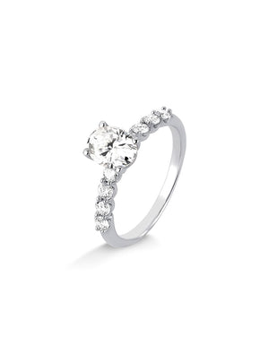 Anel Oval Delicado 5mm Prata 925 Moissanite