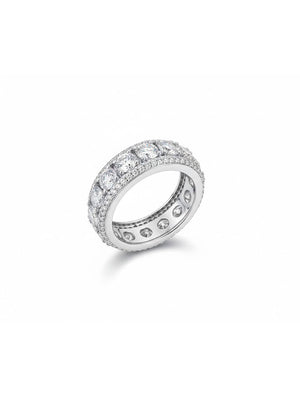 Anel Cravejado 4mm Prata 925 Moissanite