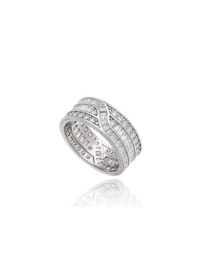 Anel Largo 2MM Prata 925 Moissanite