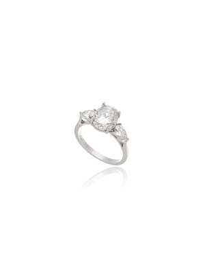 Anel Oval 8MM Prata 925 Moissanite