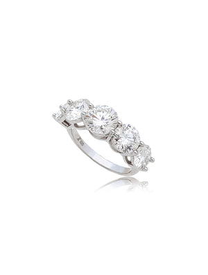 Anel Meia Aliança Russa 8MM Prata 925 Moissanite