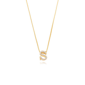 Colar Letra Pequena Cravejada Banho Ouro 18K Zircônia