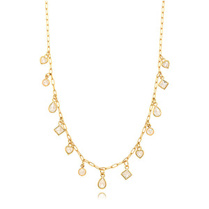Colar Elos Pingentes Gota Banho Ouro 18k Zircônia