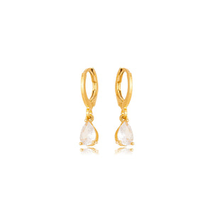 Brinco Argola Gota Banho Ouro 18K Zirconia