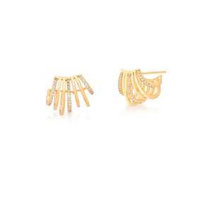 Brinco Aros Cravejado Banho Ouro 18k Zircônia