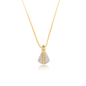 Colar Mini Nossa Senhora Aparecida Cravejada Banho Ouro 18K Zircônia