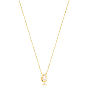 Colar Ponto De Luz Gota Banho Ouro 18K Zircônia