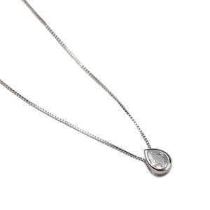 Colar Ponto De Luz Gota Banho Platina Zircônia
