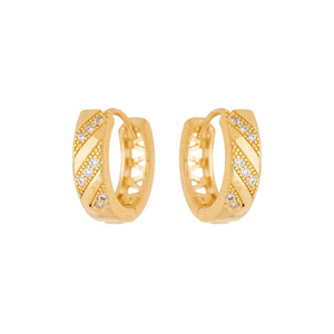 Brinco Argola Clic Pequena Banho Ouro 18K Zircônia