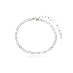 Pulseira Navetes Banho Platina Zircônia