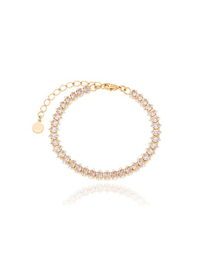 Pulseira Fileira Navetes Banho Ouro 18K Zircônia