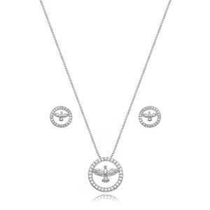 Conjunto Espírito Santo Cravejado Banho Platina Zircônia