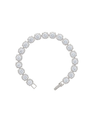 Pulseira Círculos Cravejados Banho Ródio Zircônia