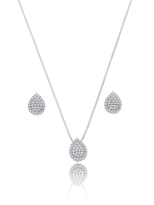 Conjunto Gota Cravejada Banho Ródio