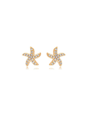 Brinco Infantil Estrela do Mar Cravejado Banho Ouro 18k Zircônia