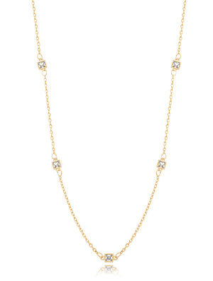 Colar Infantil Pingentes Quadrados Banho Ouro 18K Zircônia