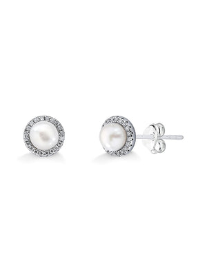Brinco Volta Cravejada 1.1mm Prata 925 Moissanite Pérola Água Doce