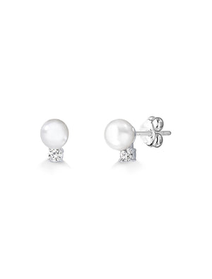 Brinco Delicado 3mm Prata 925 Moissanite Pérola Água Doce