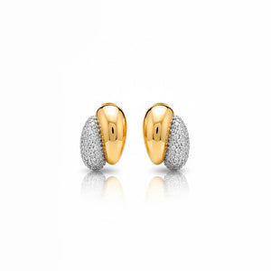 Brinco Liso Gotas Cravejado Banho Ouro 18K
