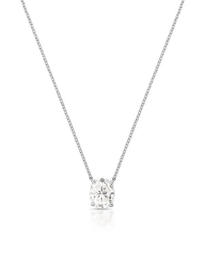 Colar Pingente Oval 8.1mm Prata 925 Moissanite