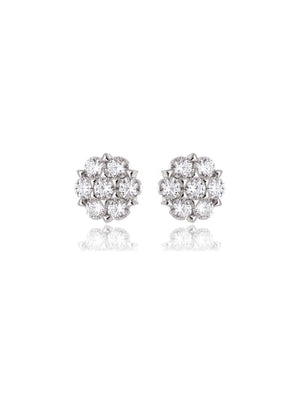 Brinco Flor Cravejada 2MM Prata 925 Moissanite