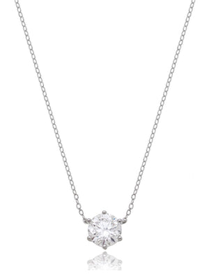 Colar Pingente Redondo 8MM Prata 925 Moissanite