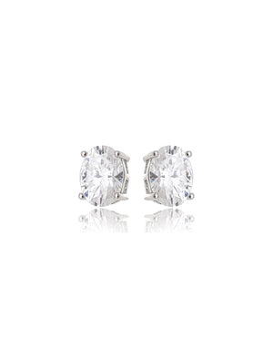 Brinco Fixo Oval 8.6MM Prata 925 Moissanite