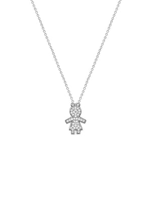 Colar Menina Cravejado 1MM Prata 925 Moissanite