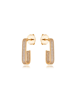 Brinco Todo Cravejado Banho Ouro 18K Zircônia