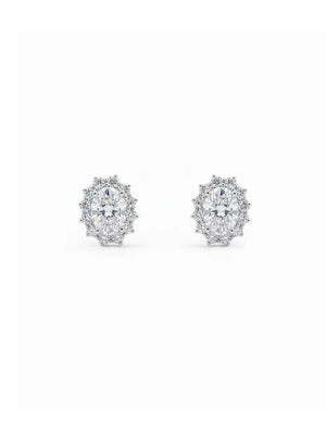 Brinco Oval Volta Cravejada 5.7MM Prata 925 Moissanite
