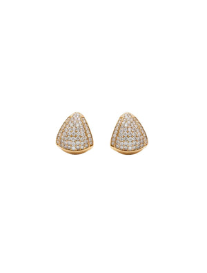 Brinco Triângulo Grande Cravejado Banho Ouro 18K Zircônia
