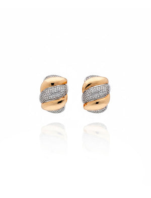 Brinco Argola Aberta Cravejada Banho Ouro 18K Zircônia