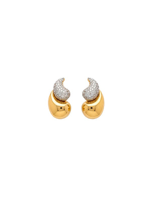 Brinco Gota Dupla Cravejado Banho Ouro 18K Zircônia
