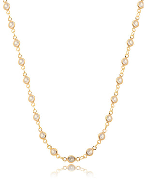 Colar Choker Delicado Pontos de Luz Banho Ouro 18K Cristal