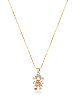 Colar Menina Delicado Cravejado Banho Ouro 18K Zircônia